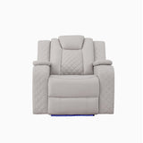Radiant Gray/White Power Reclining Chair with Power Headrest, Led Light by Homelegance at Eve Furniture