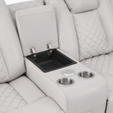 Radiant Gray/White Power Reclining Loveseat with Console, LED Lights and Speakers by Homelegance at Eve Furniture