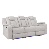 Radiant Gray/White Power Reclining Sofa with LED Lights and Drop-Down Table by Homelegance at Eve Furniture