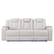 Radiant Gray/White Power Reclining Sofa with LED Lights and Drop-Down Table by Homelegance at Eve Furniture