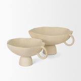 Radka Beige Textured Large Metal Decorative Bowl by Mercana at Eve Furniture