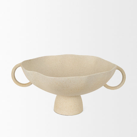 Radka Beige Textured Large Metal Decorative Bowl by Mercana at Eve Furniture