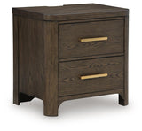 Radkin Burnished Brown Uphostered Panel Bedroom Set by Ashley at Eve Furniture