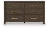 Radkin Burnished Brown Uphostered Panel Bedroom Set by Ashley at Eve Furniture