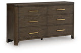 Radkin Burnished Brown Uphostered Panel Bedroom Set by Ashley at Eve Furniture