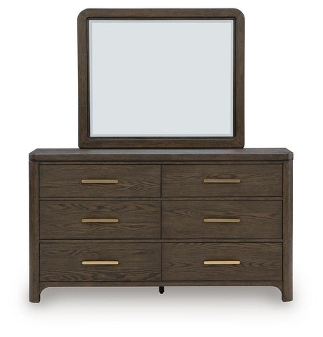 Radkin Burnished Brown Uphostered Panel Bedroom Set by Ashley at Eve Furniture