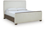Radkin Burnished Brown Uphostered Panel Bedroom Set by Ashley at Eve Furniture
