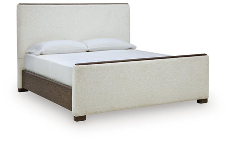 Radkin Burnished Brown Uphostered Panel Bedroom Set by Ashley at Eve Furniture