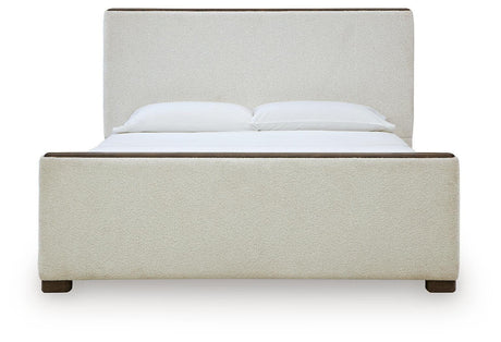 Radkin Burnished Brown Uphostered Panel Bedroom Set by Ashley at Eve Furniture