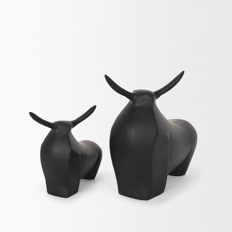 Radu Large Matte Black Metal Bull Decorative Object by Mercana at Eve Furniture