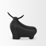 Radu Large Matte Black Metal Bull Decorative Object by Mercana at Eve Furniture