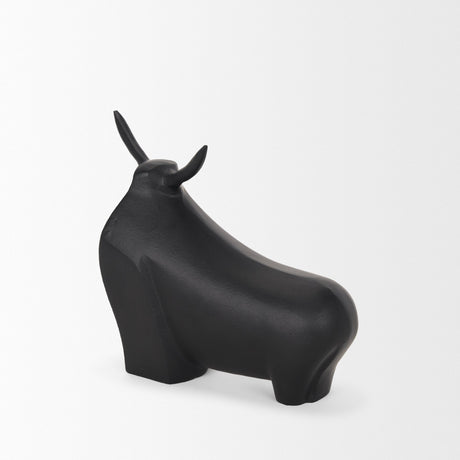 Radu Large Matte Black Metal Bull Decorative Object by Mercana at Eve Furniture