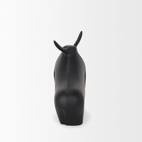 Radu Large Matte Black Metal Bull Decorative Object by Mercana at Eve Furniture