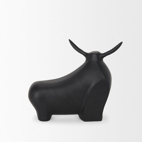 Radu Large Matte Black Metal Bull Decorative Object by Mercana at Eve Furniture