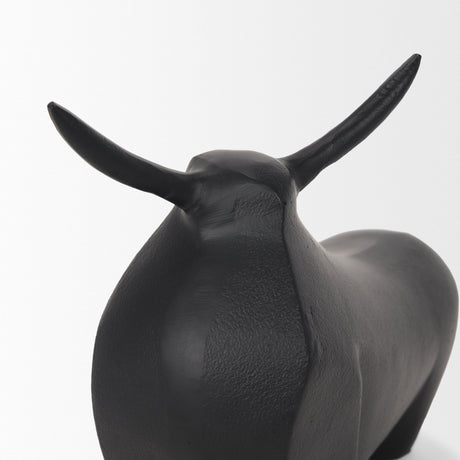 Radu Large Matte Black Metal Bull Decorative Object by Mercana at Eve Furniture