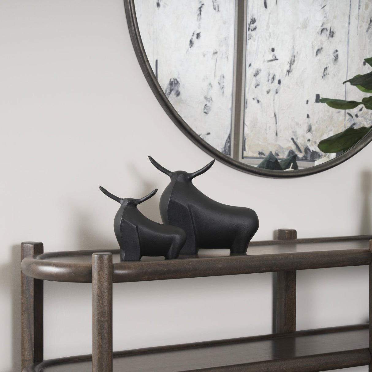 Radu Large Matte Black Metal Bull Decorative Object by Mercana at Eve Furniture