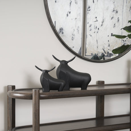 Radu Large Matte Black Metal Bull Decorative Object by Mercana at Eve Furniture