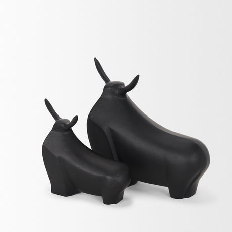 Radu Small Matte Black Metal Bull Decorative Object by Mercana at Eve Furniture