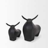 Radu Small Matte Black Metal Bull Decorative Object by Mercana at Eve Furniture