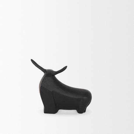 Radu Small Matte Black Metal Bull Decorative Object by Mercana at Eve Furniture