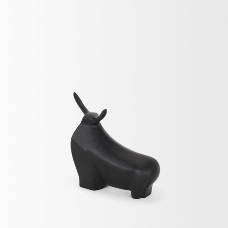 Radu Small Matte Black Metal Bull Decorative Object by Mercana at Eve Furniture