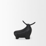 Radu Small Matte Black Metal Bull Decorative Object by Mercana at Eve Furniture