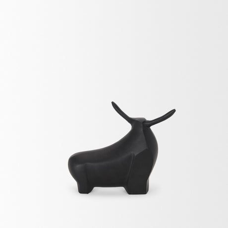 Radu Small Matte Black Metal Bull Decorative Object by Mercana at Eve Furniture
