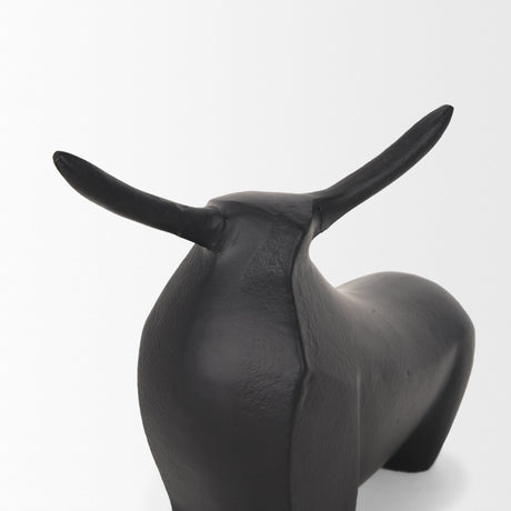 Radu Small Matte Black Metal Bull Decorative Object by Mercana at Eve Furniture