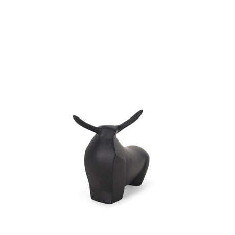 Radu Small Matte Black Metal Bull Decorative Object by Mercana at Eve Furniture