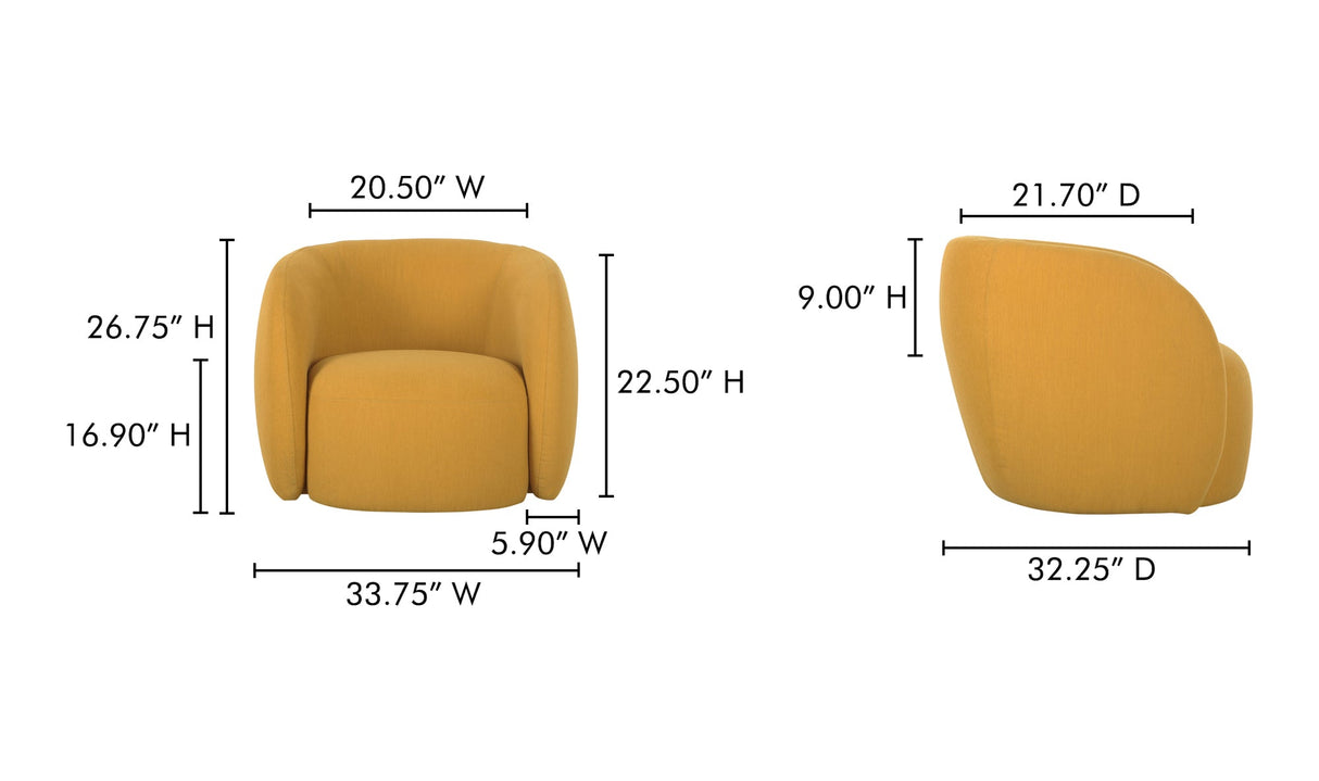 Rae Outdoor Accent Chair Deep Yellow by Moe's Home at Eve Furniture