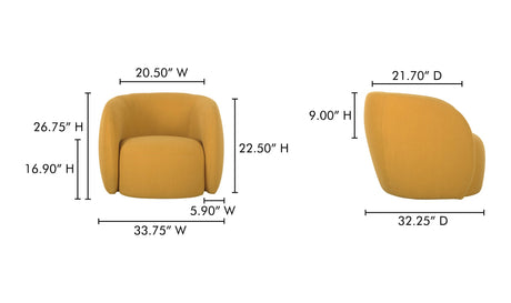 Rae Outdoor Accent Chair Deep Yellow by Moe's Home at Eve Furniture
