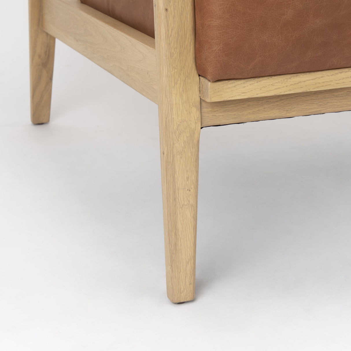 Raeleigh Cognac Leather W/ Light Brown Wood Frame Accent Chair by Mercana at Eve Furniture
