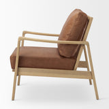 Raeleigh Cognac Leather W/ Light Brown Wood Frame Accent Chair by Mercana at Eve Furniture