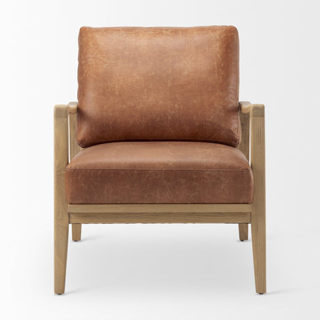 Raeleigh Tan Faux Leather Accent Chair by Mercana at Eve Furniture