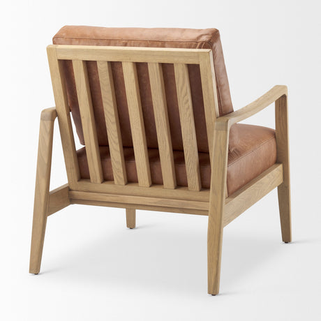 Raeleigh Tan Faux Leather Accent Chair by Mercana at Eve Furniture