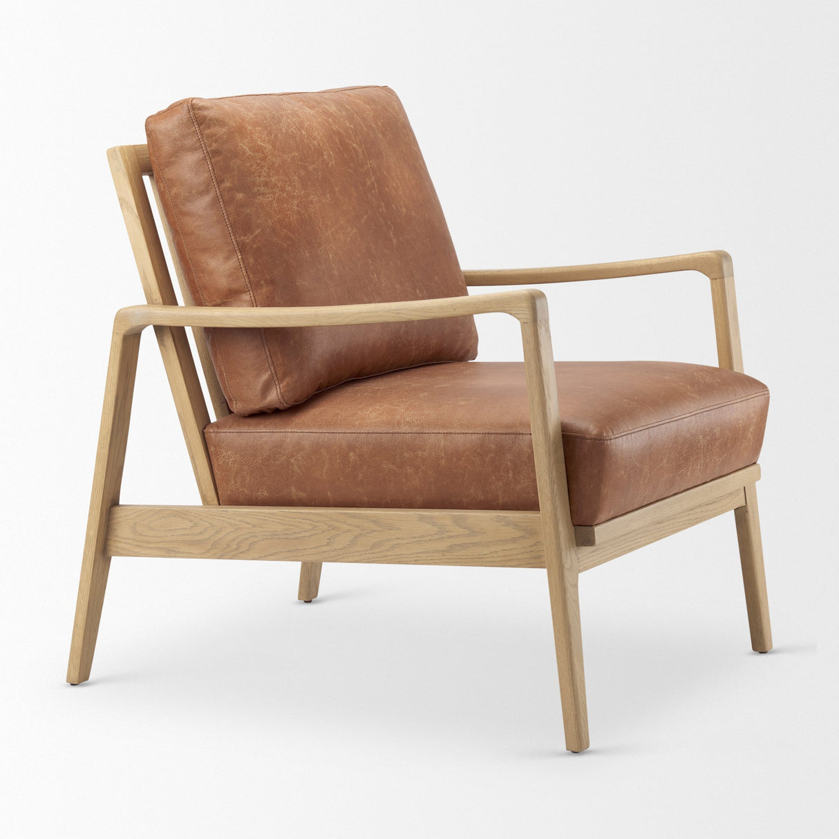Raeleigh Tan Faux Leather Accent Chair by Mercana at Eve Furniture