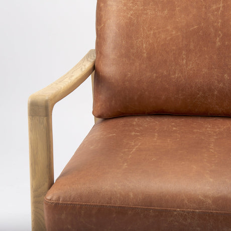 Raeleigh Tan Faux Leather Accent Chair by Mercana at Eve Furniture