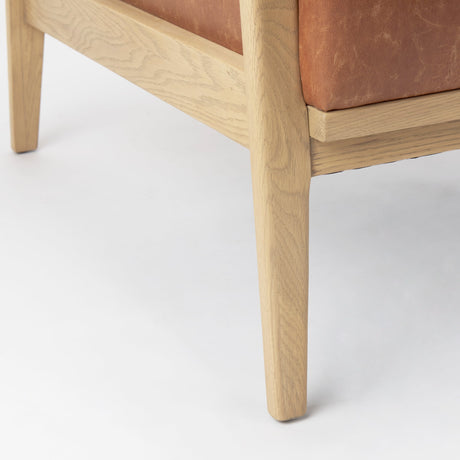 Raeleigh Tan Faux Leather Accent Chair by Mercana at Eve Furniture