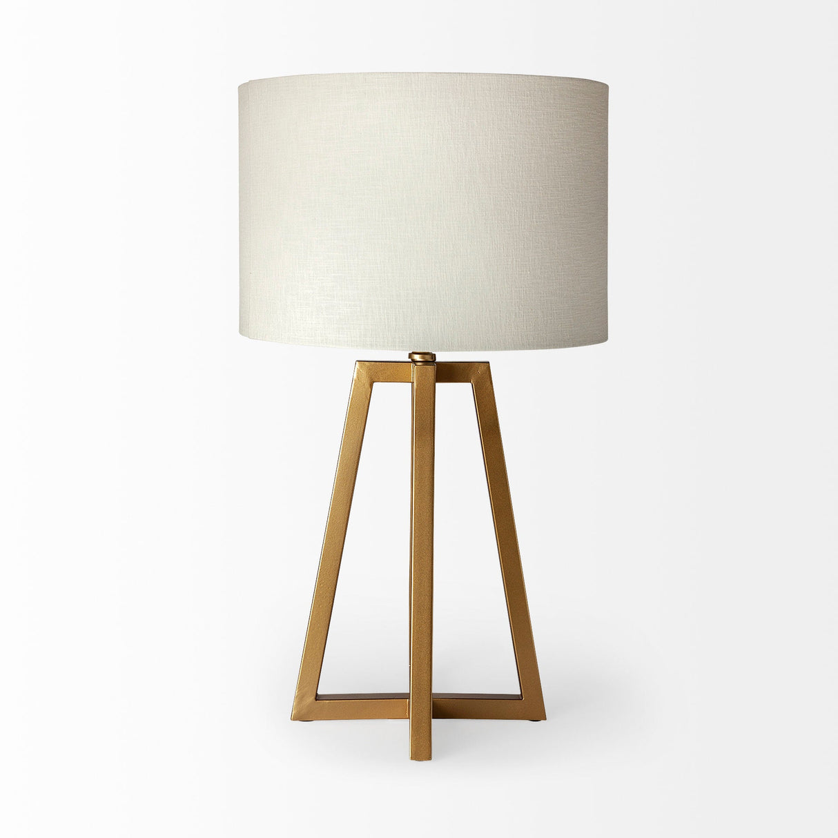 Raelynn (29"H) White-Linen Drum Shade w/ Gold Metal Frame Table Lamp by Mercana at Eve Furniture