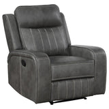 Raelynn Gray Upholstered Motion Reclining Living Room Set by Coaster at Eve Furniture