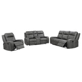 Raelynn Gray Upholstered Motion Reclining Living Room Set by Coaster at Eve Furniture
