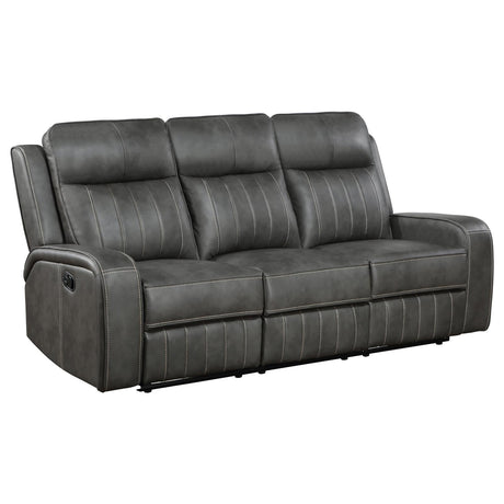 Raelynn Gray Upholstered Motion Reclining Living Room Set by Coaster at Eve Furniture