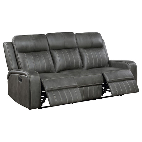 Raelynn Gray Upholstered Motion Reclining Living Room Set by Coaster at Eve Furniture