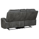 Raelynn Grey 3-Piece Upholstered Motion Reclining Sofa Set by Coaster at Eve Furniture