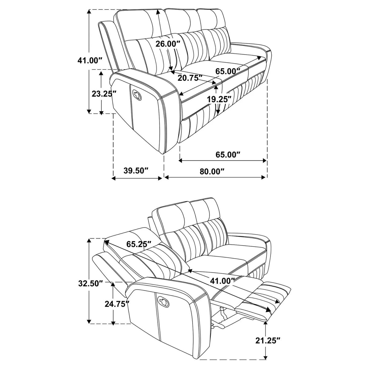 Raelynn Grey 3-Piece Upholstered Motion Reclining Sofa Set by Coaster at Eve Furniture