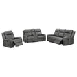 Raelynn Grey 3-Piece Upholstered Motion Reclining Sofa Set by Coaster at Eve Furniture