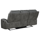 Raelynn Grey 3-Piece Upholstered Motion Reclining Sofa Set by Coaster at Eve Furniture