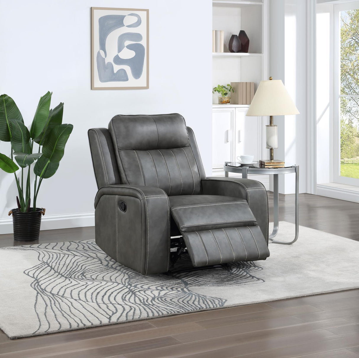 Raelynn Grey Upholstered Recliner Chair by Coaster at Eve Furniture