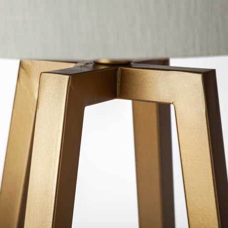 Raelynn White-Linen Drum Shade w/ Gold Metal Frame Table Lamp by Mercana at Eve Furniture