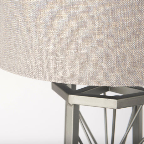 Raen Gray Metal Octagonal Base w/Beige Shade Table Lamp by Mercana at Eve Furniture